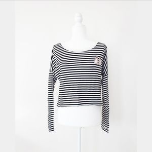 NWT CHARLOTTE RUSSE PATCH STRIPED SKIMMER TEE